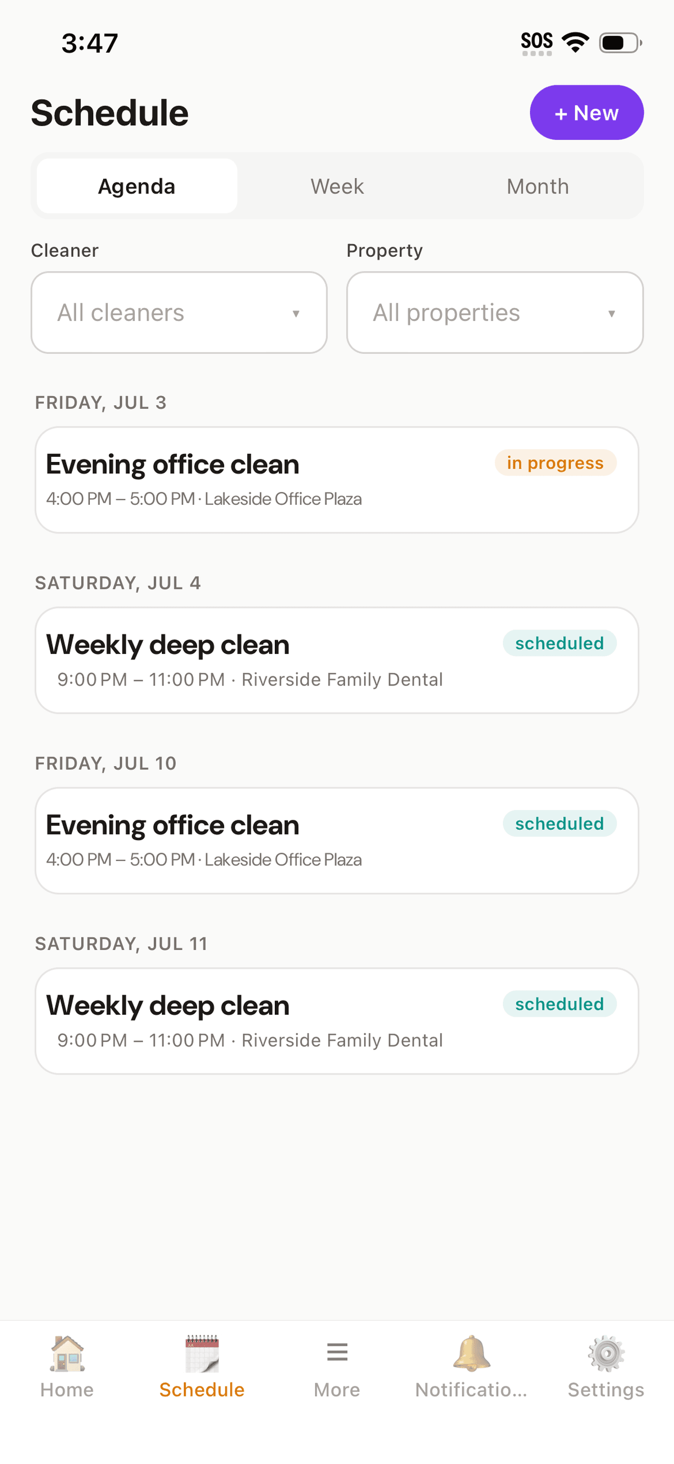 Helia schedule on iPhone